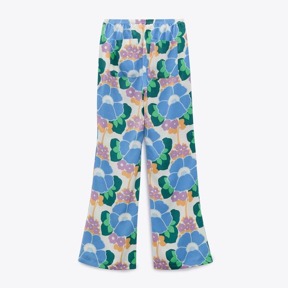 NEW! Zara Floral Printed Pajama Style Retro Pants - Size S - Picture 8 of 15